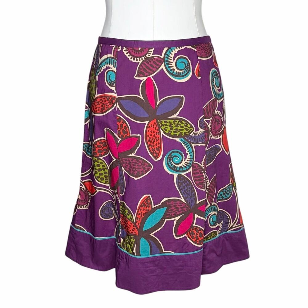 Boden purple floral a line skirt size 6